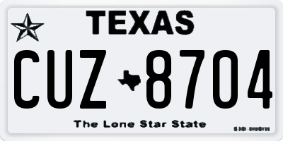 TX license plate CUZ8704