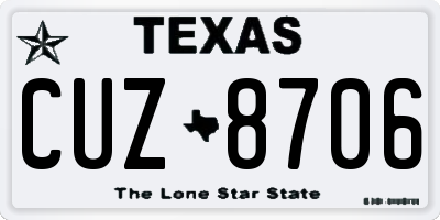 TX license plate CUZ8706