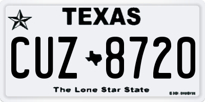 TX license plate CUZ8720