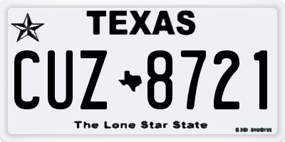 TX license plate CUZ8721