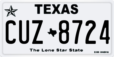 TX license plate CUZ8724