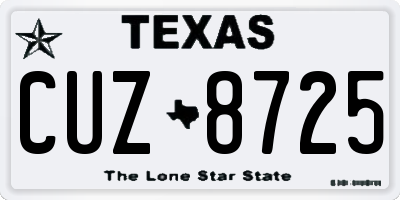 TX license plate CUZ8725