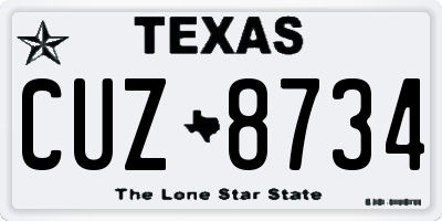 TX license plate CUZ8734