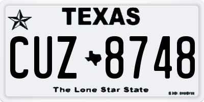 TX license plate CUZ8748