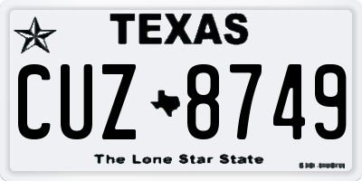 TX license plate CUZ8749