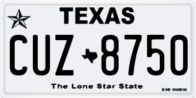 TX license plate CUZ8750