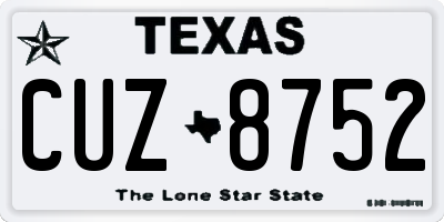 TX license plate CUZ8752