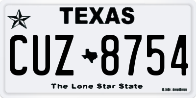 TX license plate CUZ8754