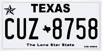 TX license plate CUZ8758