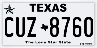 TX license plate CUZ8760