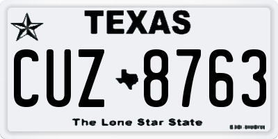 TX license plate CUZ8763