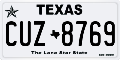TX license plate CUZ8769