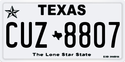 TX license plate CUZ8807