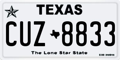 TX license plate CUZ8833