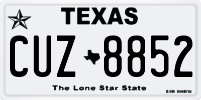 TX license plate CUZ8852