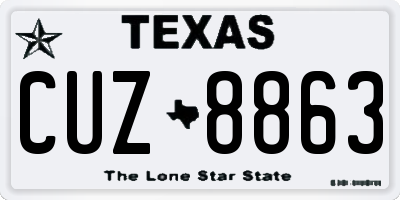 TX license plate CUZ8863