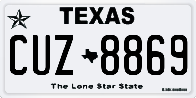 TX license plate CUZ8869