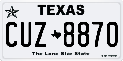 TX license plate CUZ8870