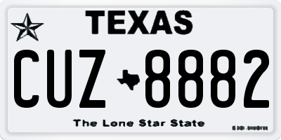 TX license plate CUZ8882