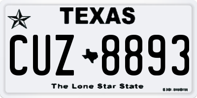 TX license plate CUZ8893