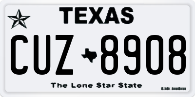 TX license plate CUZ8908