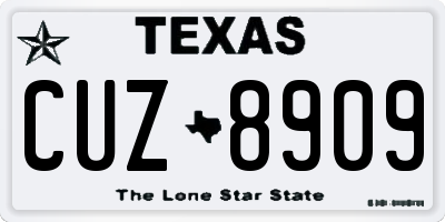 TX license plate CUZ8909