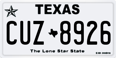 TX license plate CUZ8926