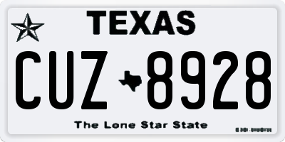TX license plate CUZ8928