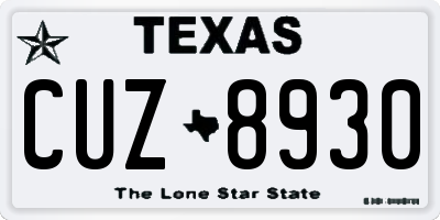 TX license plate CUZ8930