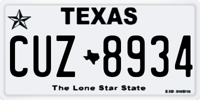 TX license plate CUZ8934
