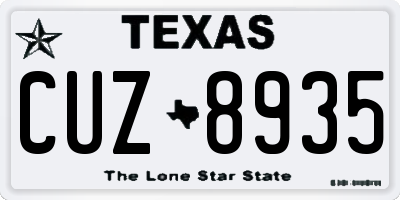 TX license plate CUZ8935