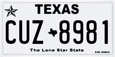 TX license plate CUZ8981