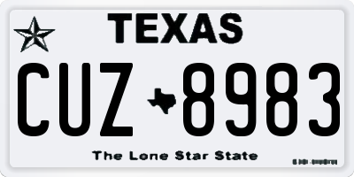 TX license plate CUZ8983