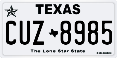 TX license plate CUZ8985