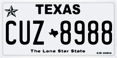 TX license plate CUZ8988