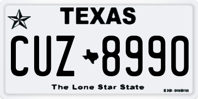 TX license plate CUZ8990