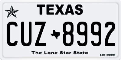 TX license plate CUZ8992