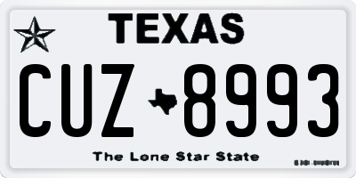 TX license plate CUZ8993