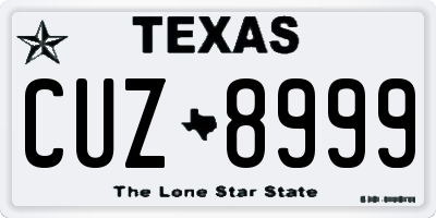 TX license plate CUZ8999