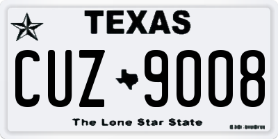 TX license plate CUZ9008