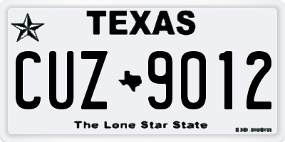 TX license plate CUZ9012