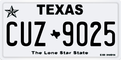 TX license plate CUZ9025