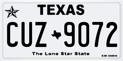 TX license plate CUZ9072