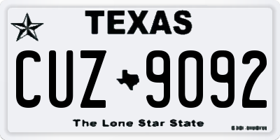 TX license plate CUZ9092