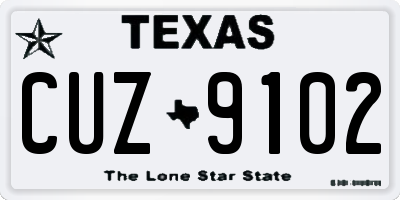 TX license plate CUZ9102