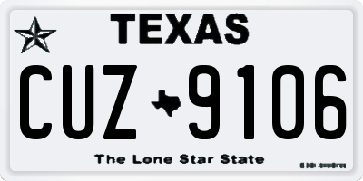 TX license plate CUZ9106