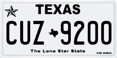 TX license plate CUZ9200