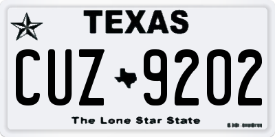 TX license plate CUZ9202