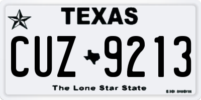 TX license plate CUZ9213