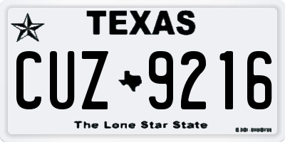TX license plate CUZ9216